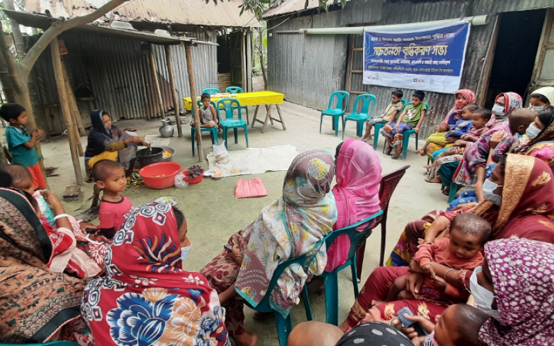 Cooking demonstration for community members in Chaula village of Rangpur. Photo by Maherin Ahmed