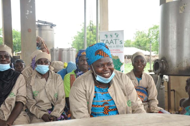 Beneficiaries of GEM rice parboiling technology at the TAAT Innovation Platform in Malanville, Benin Republic