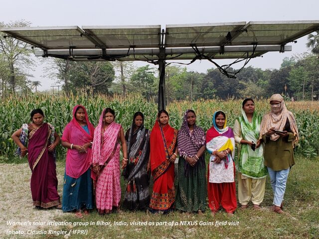 Women’s solar irrigation group in Bihar, India, visited as part of a NEXUS Gains field visit (Photo: Claudia Ringler / IFPRI)