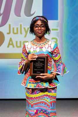 Dr Titilayo Falade showcasing her Travel Award for Food Safety Professionals 2021.