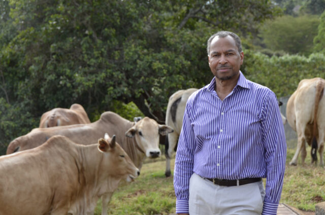 Jimmy Smith, director general of ILRI (Oct 2011to Dec 2022), at the farm in ILRI's Nairobi campus (ILRI/Paul Karaimu)