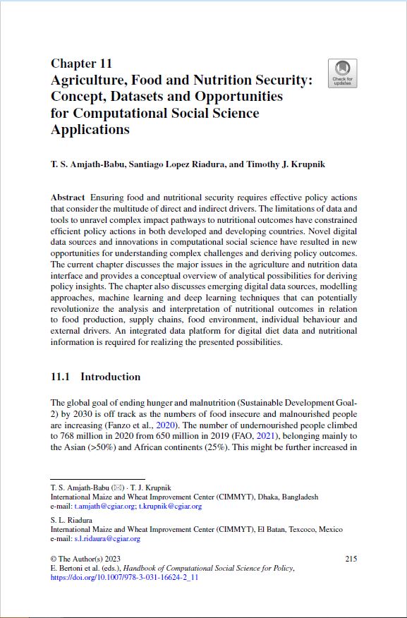 Chapter 11. Agriculture, food and nutrition security: Concept, datasets ...