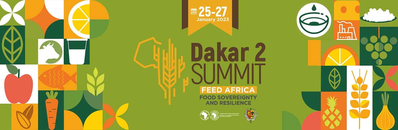 graphical banner, with text: Dakar 2 Summit: Feed Africa, Food Sovereignty and Resilience