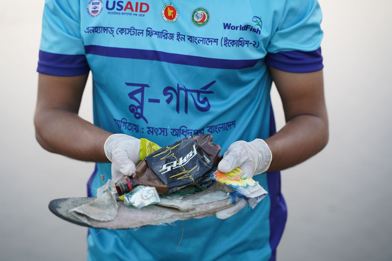 Plastic pollutants collected by Blue Guards. Photo by Md. Asaduzzaman.