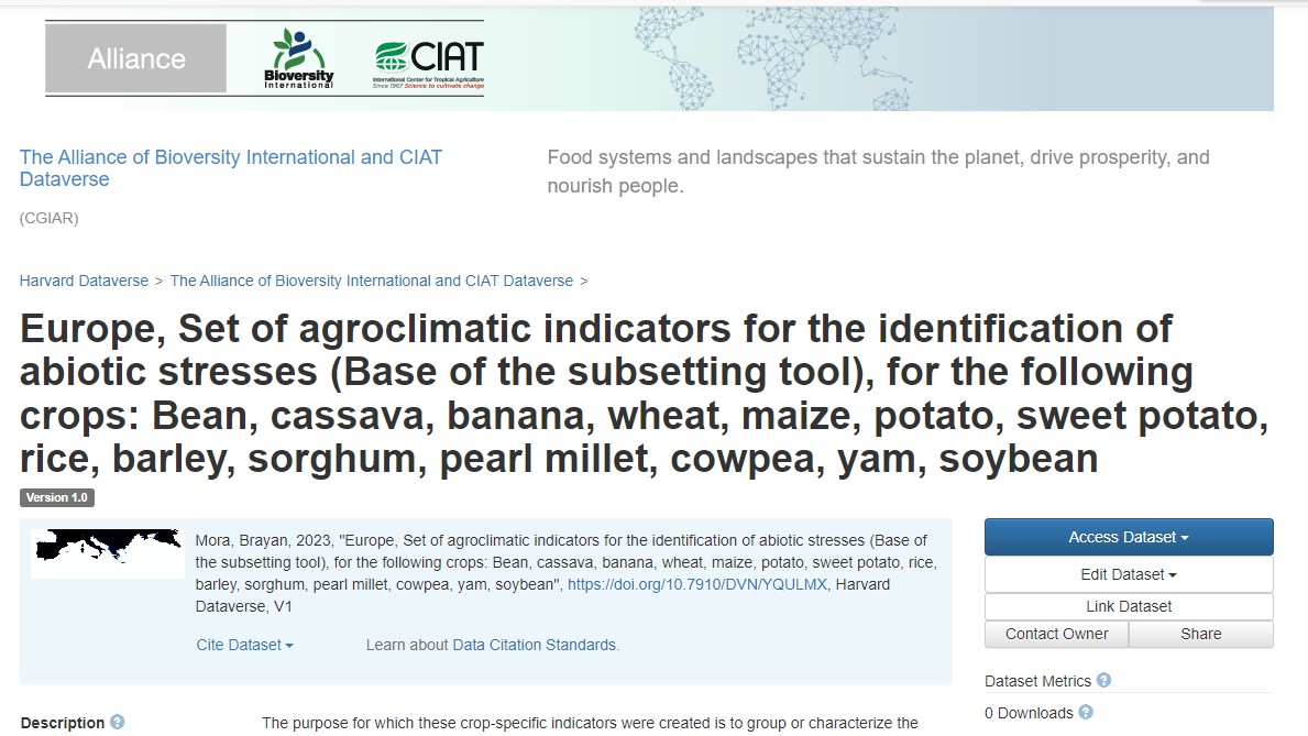 Europe, Set of agroclimatic indicators for the identification of abiotic stresses (Base of the subsetting tool)