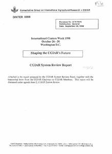 International Centers Week (1998, Washington, D.C.). Shaping the CGIAR's future