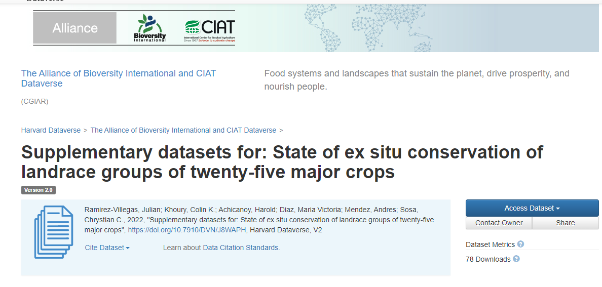 Supplementary datasets for: State of ex situ conservation of landrace groups of twenty-five major crops