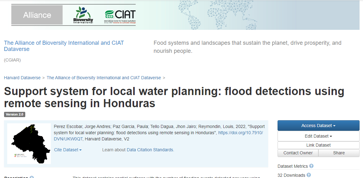 Support system for local water planning: flood detections using remote sensing in Honduras