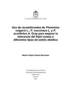 Uso de recombinantes de Phaseolus vulgaris L., P. coccineus L. y P. acutifolius A. Gray para mejorar la tolerancia del frijol común a diferentes tipos de estrés abiótico. Thesis (Ph.D.)