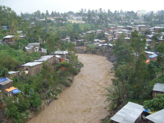 The Akaki river running through central Addis Ababa