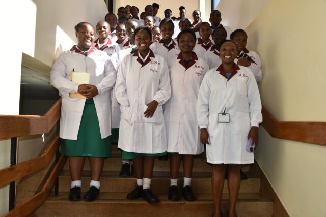 Students from Precious Blood Girls' High School in Riruta, Nairobi at the headquarters of the International Livestock Research Institute to celebrate the 2023 International Day of Women and Girls in Science