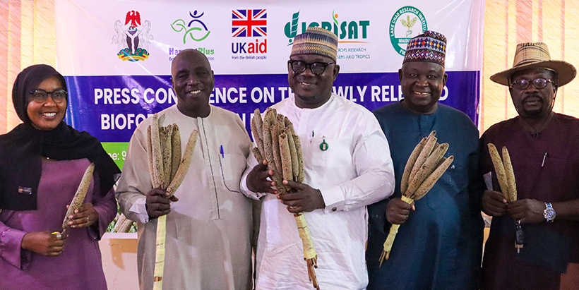 Official hand over of two iron pearl millet varieties to HarvestPlus by ICRISAT for delivery commercialization.