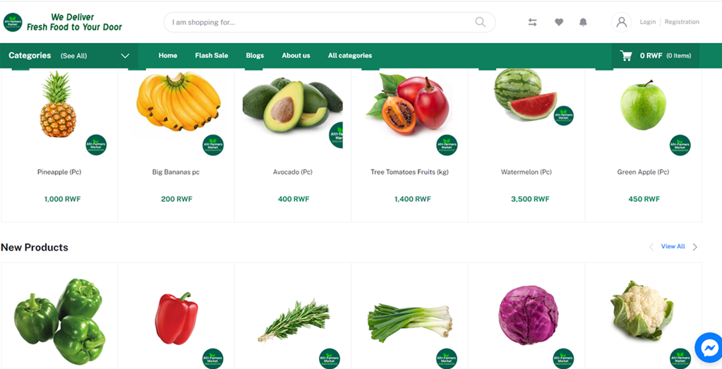 The Afri-Farmers Market online platform. Photo credit: Afri-Farmers Market