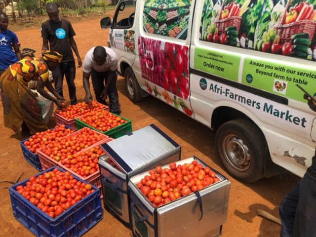 The Afri-Farmers Market van picking the harvest from farmers at their farms