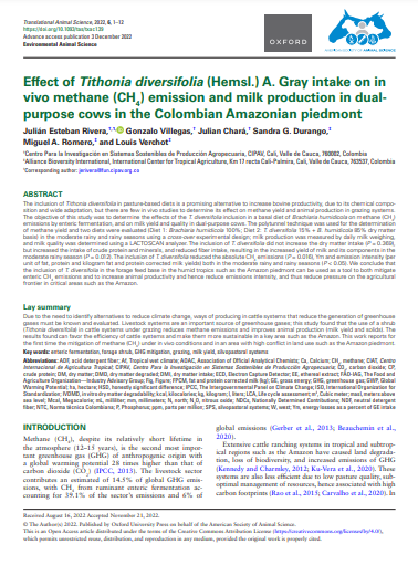 Effect-of-Tithonia-diversifolia-Hemsl-A-Gray-intake-on-in-vivo-methane-CH4-emission-and-milk-production-in-dual-purpose-cows-in-the-Colombian-Amazonian-piedmon