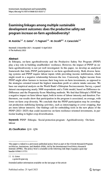 Examining-linkages-among-multiple-sustainable-development-outcomes-does-the-productive-safety-net-program-increase-on‑farm-agrobiodiversity