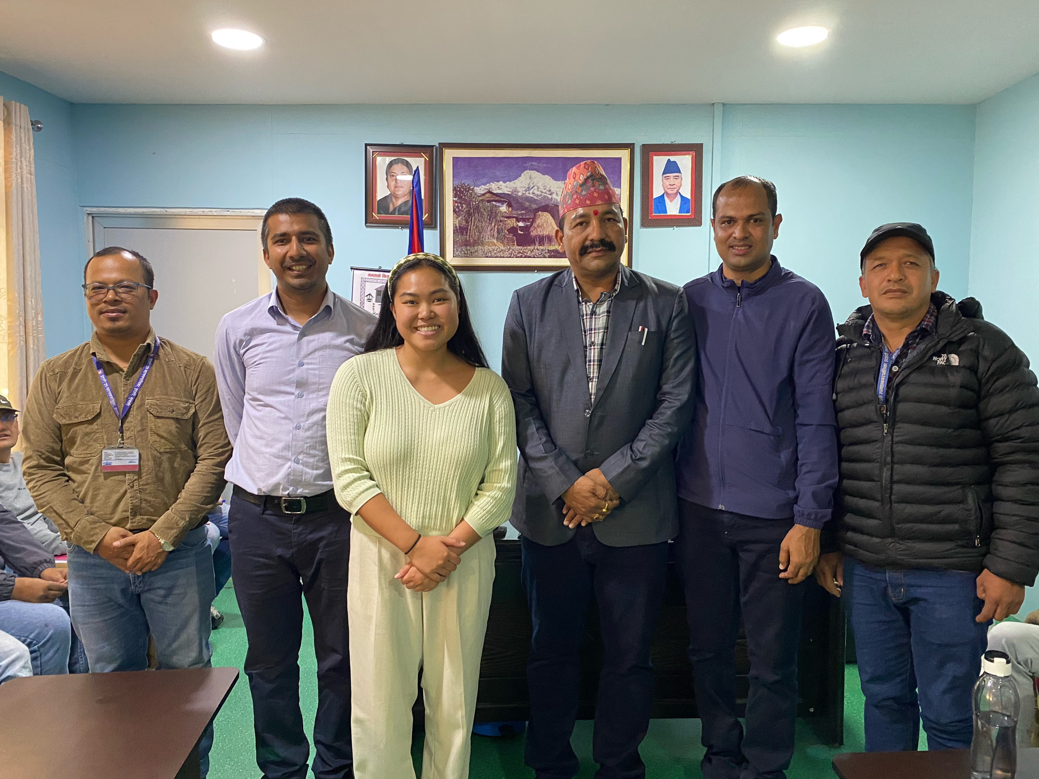 SAPLING Bhaisi team meeting with Hem Karna Paudel, mayor of Itahari (ILRI / Madeline Wong) 