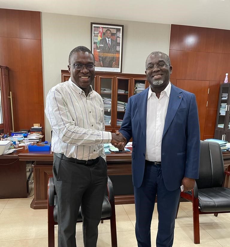 Zero Hunger Project Lead Dr Debo Akande with Togo Minister of Agriculture Antoine Lekpa Gbegbeni.