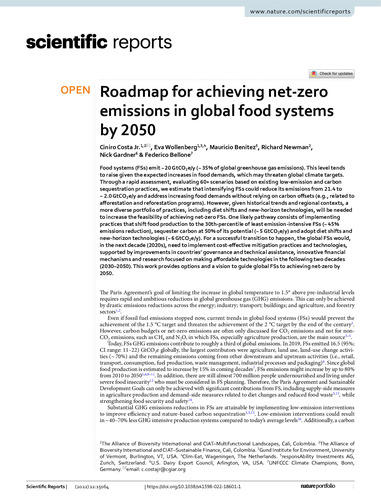 Roadmap for achieving net-zero emissions in global food systems by 2050