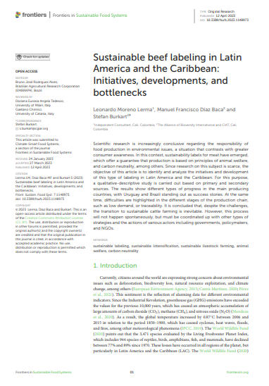 Sustainable beef labeling in Latin America and the Caribbean Initiatives, developments, and bottlenecks