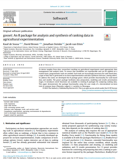 gosset An R package for analysis and synthesis of ranking data in agricultural experimentation.