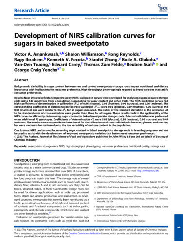 Development of NIRS calibration curves for sugars in baked sweetpotato