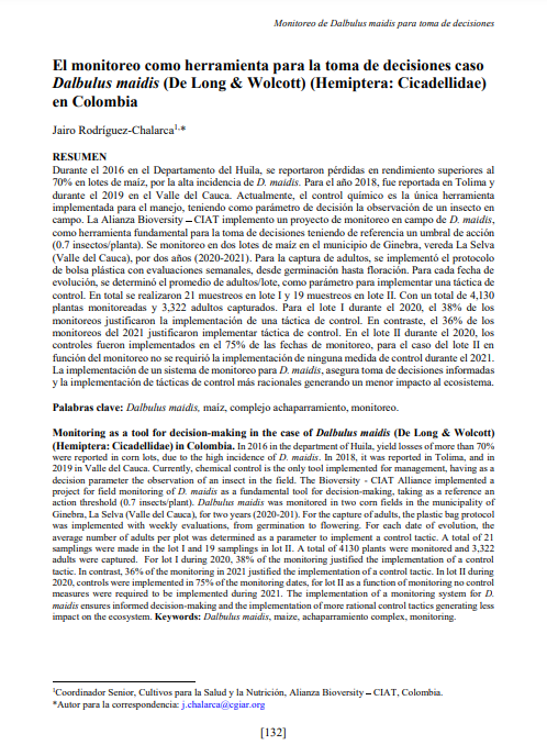 El monitoreo como herramienta para la toma de decisiones caso Dalbulus maidis