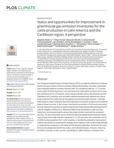 Status and opportunities for improvement in greenhouse gas emission inventories for the cattle production in Latin America and the Caribbean region A perspective