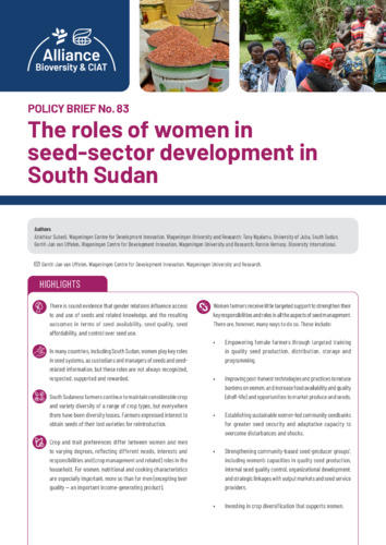 The roles of women in seed-sector development in South Sudan