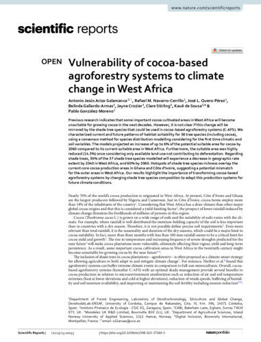 Vulnerability of cocoa-based agroforestry systems to climate change in West Africa