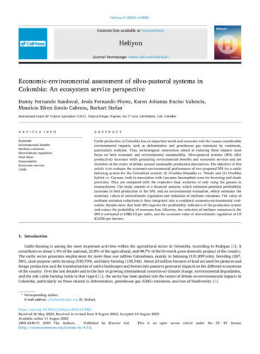 Economic-environmental assessment of silvo-pastoral systems in Colombia.