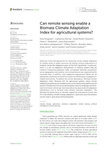Can remote sensing enable a Biomass Climate Adaptation Index for agricultural systems