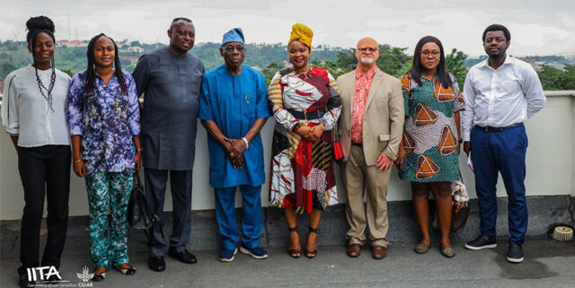 ITA DDG Partnership for Delivery, Dr Kenton Dashiell and other staff of IITA with H.E. Chief Olusegun Obasanjo.