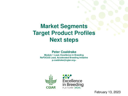 Market segments target product profiles next steps