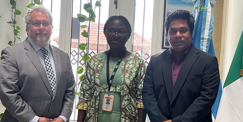 (l-r) Deputy Head of Mission for Argentina in Nigeria Nicolás Perazzo Naón with Dr Beatrice Aighewi and Abul-Kawsher Palash.