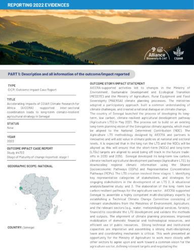 Accelerating Impacts of CGIAR Climate Research for Africa (AICCRA) -supported inter-sectoral coordination leads to long-term climate-resilient agricultural strategy in Senegal