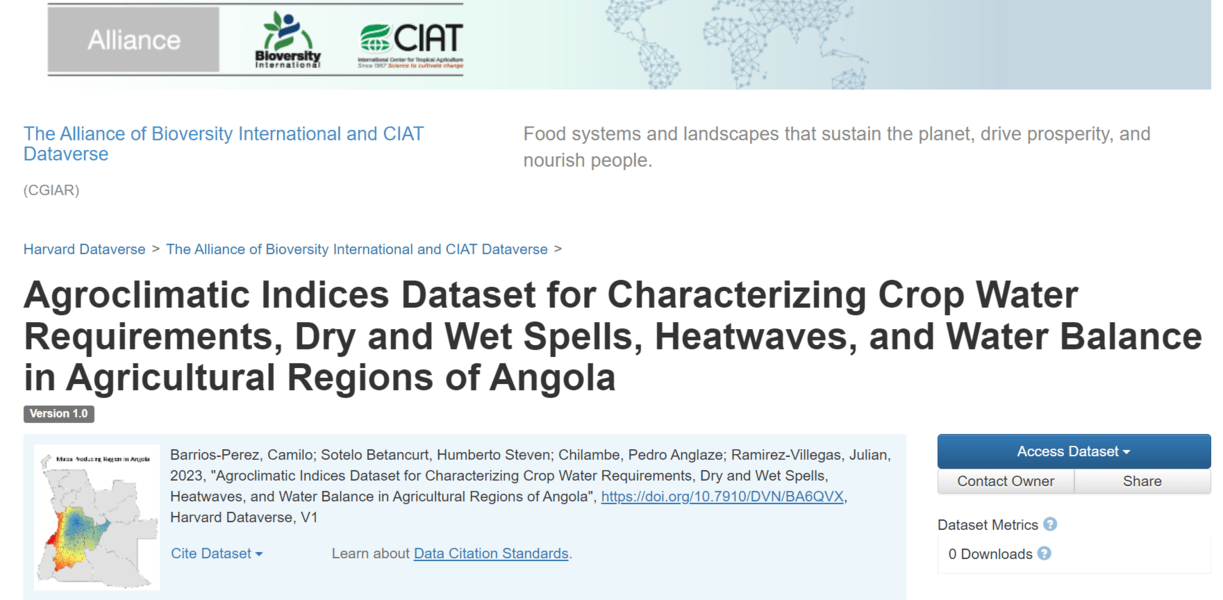 Agroclimatic Indices Dataset for Characterizing Crop Water Requirements, Dry and Wet Spells, Heatwaves, and Water Balance in Agricultural Regions of Angola