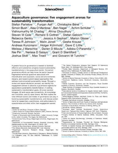 Aquaculture governance - five engagement arenas for sustainability transformation