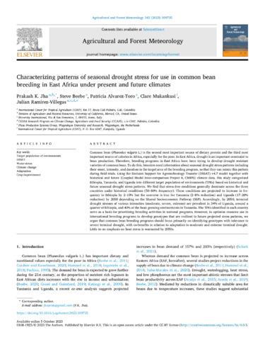 Characterizing patterns of seasonal drought stress for use in common bean breeding in East Africa under present and future climates