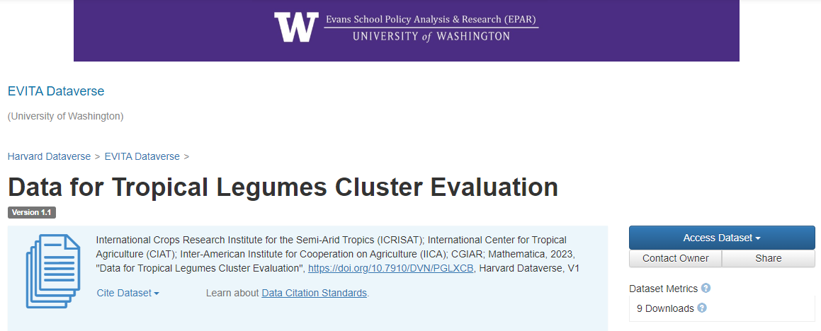 Data for Tropical Legumes Cluster Evaluation