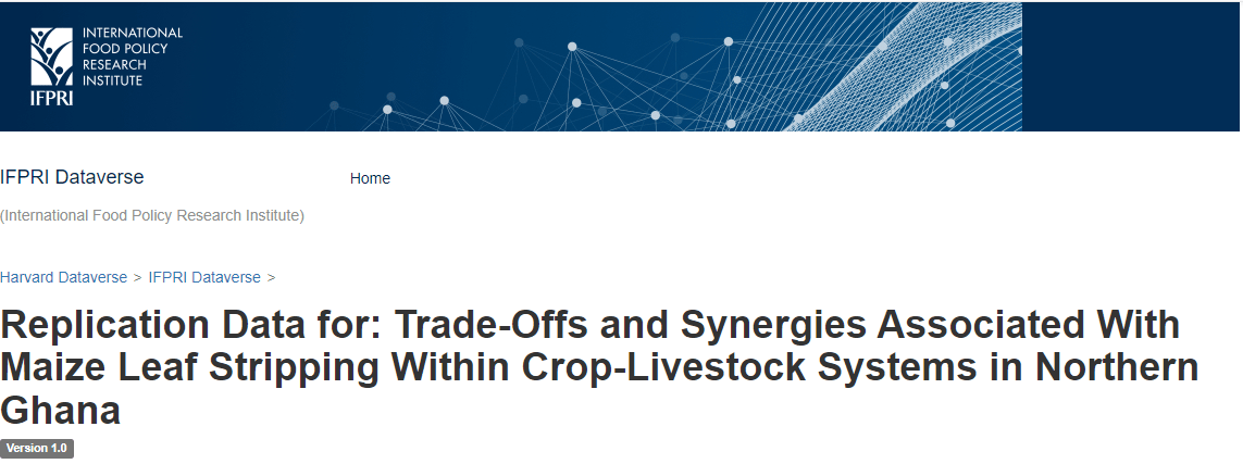 Replication Data for Trade-Offs and Synergies Associated With Maize Leaf Stripping Within Crop-Livestock Systems in Northern Ghana.