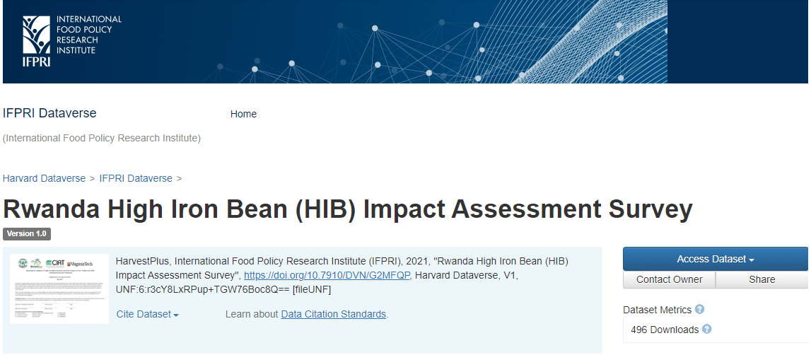 Rwanda High Iron Bean (HIB) Impact Assessment Survey