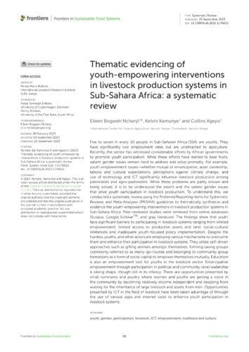 Thematic evidencing of youth-empowering interventions in livestock production systems in Sub-Sahara Africa - a systematic review