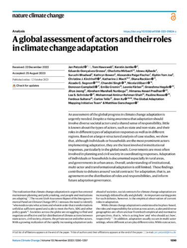 A global assessment of actors and their roles in climate change adaptation