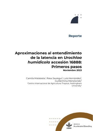 Aproximaciones al entendimiento de la latencia en Urochloa humidicola accesión 16888: Primeros pasos