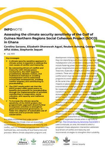 Assessing the climate security sensitivity of the Gulf of Guinea Northern Regions Social Cohesion Project (SOCO) in Ghana