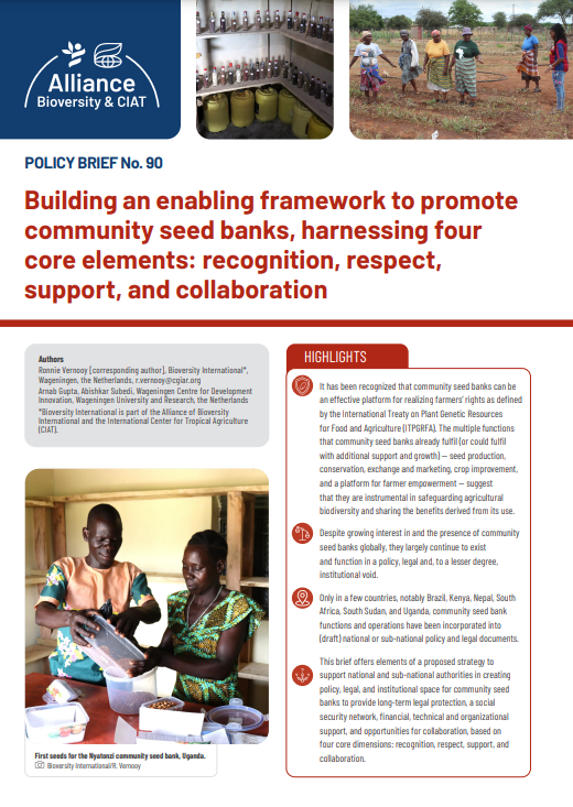 Building an enabling framework to promote community seed banks, harnessing four core elements - recognition, respect, support, and collaboration