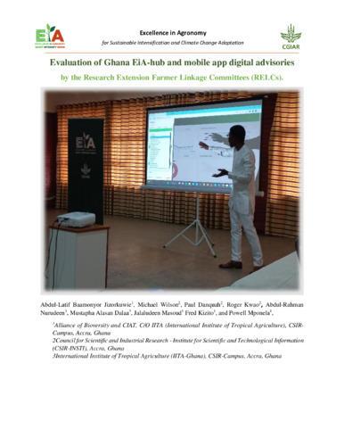 Evaluation of Ghana EiA-hub and mobile app digital advisories by the Research Extension Farmer Linkage Committees (RELCs)
