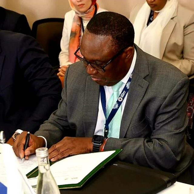 IITA Director General and CGIAR Regional Director Africa Simeon Ehui during the signing of the agreement with OCP.