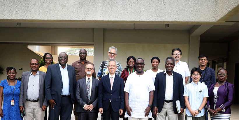 IITA Management team with the Sasakawa team during the visit in Ibadan.